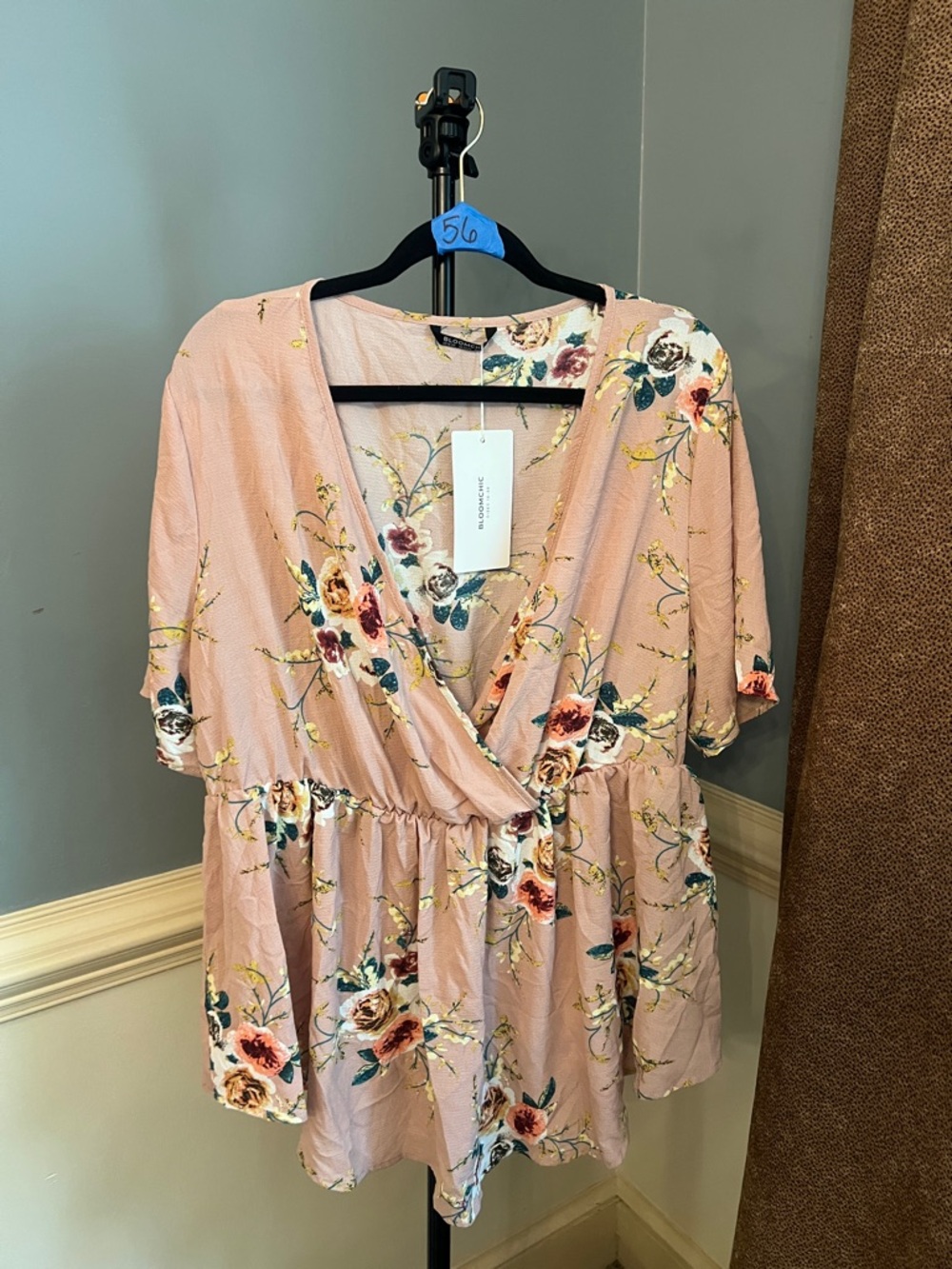 BloomChic Blush Pink Floral Surplice Top‎ NWT